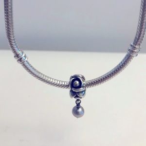 Pandora My Wish Sterling Silver 925 Charm Dangling Grey Pearl Bloom Retired